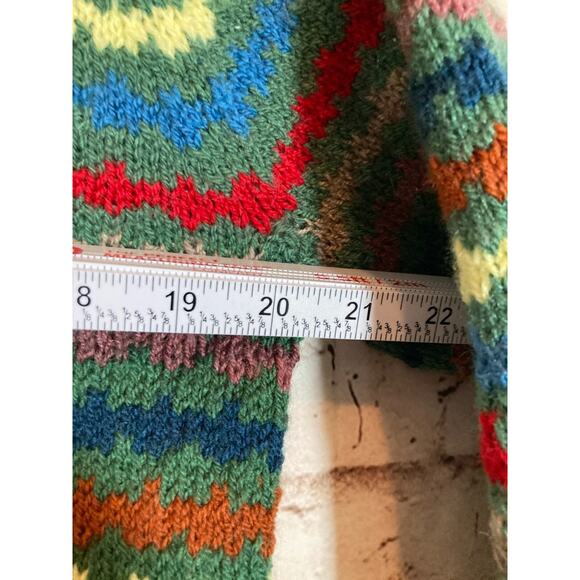 Artsy Sweater Womens XL Colorful Knit Striped Hooded Front Pockets Pullover - Picture 8 of 13